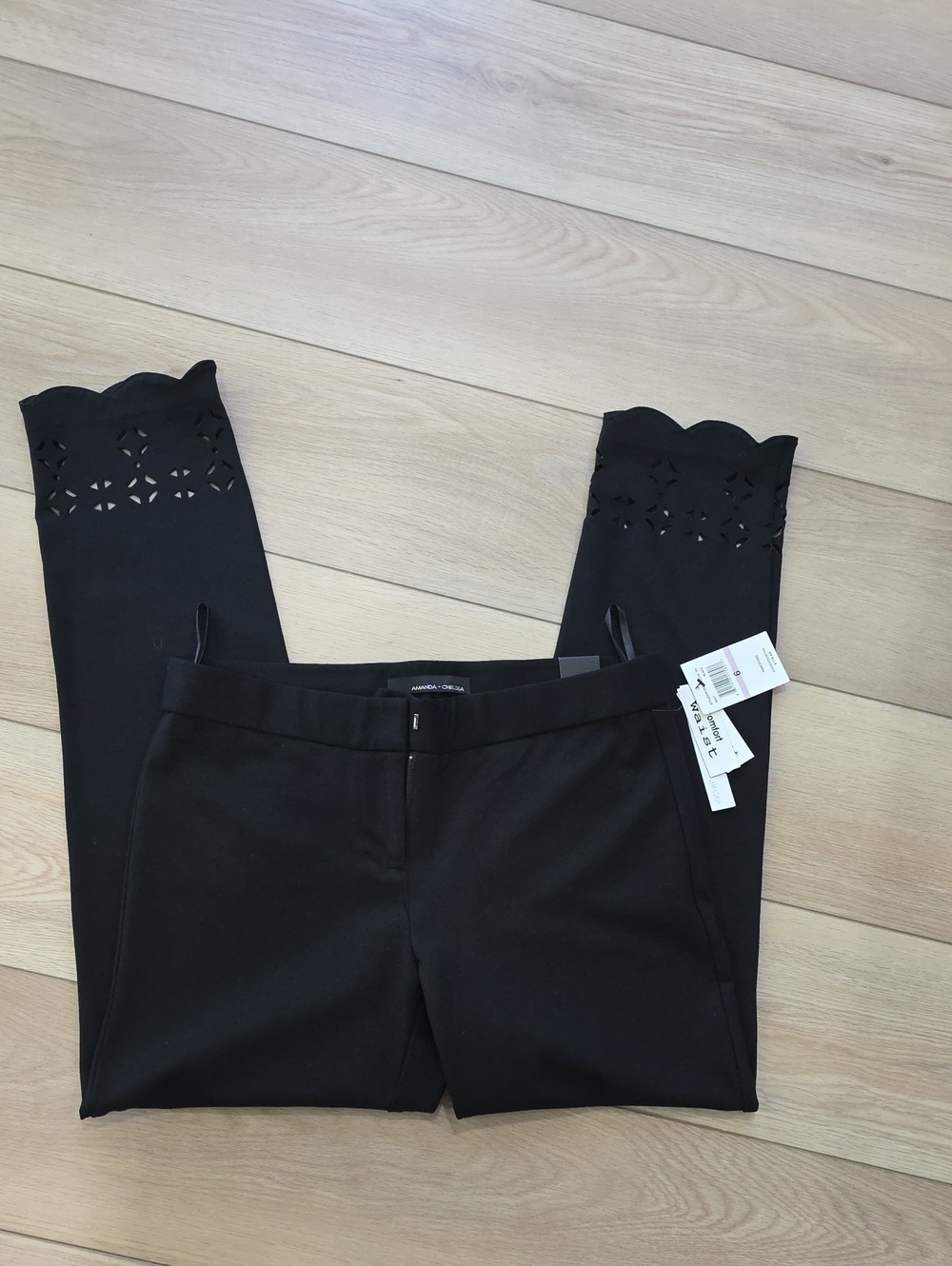 Amanda And Chelsea Black Scallop Hem Stretch Ponte Ankle Pants